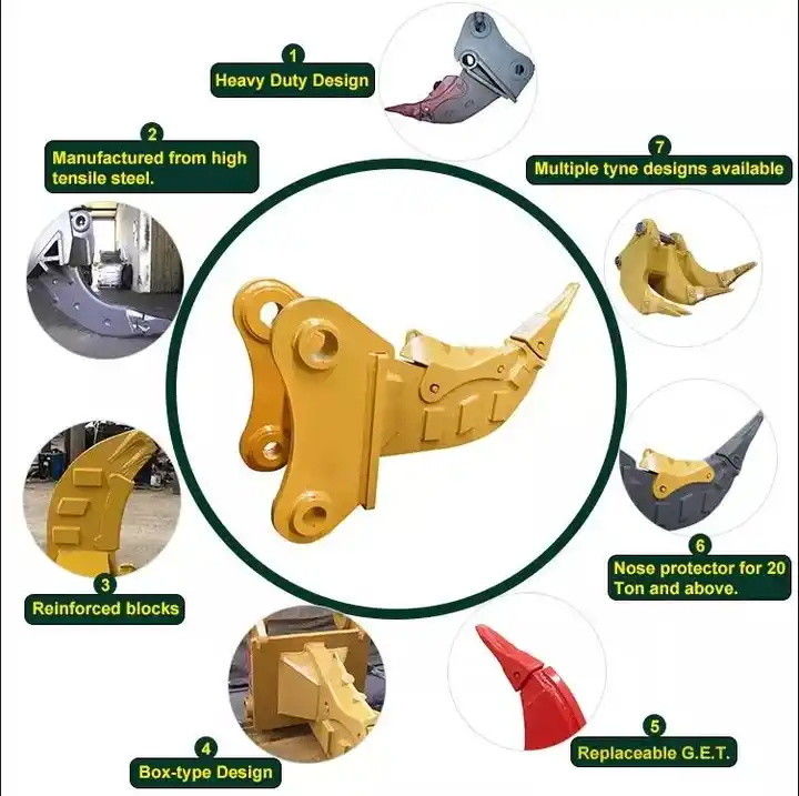 1-30t Excavator Rock Ripper Para Trator Agricola พร้อมเครื่องป้องกันจมูก