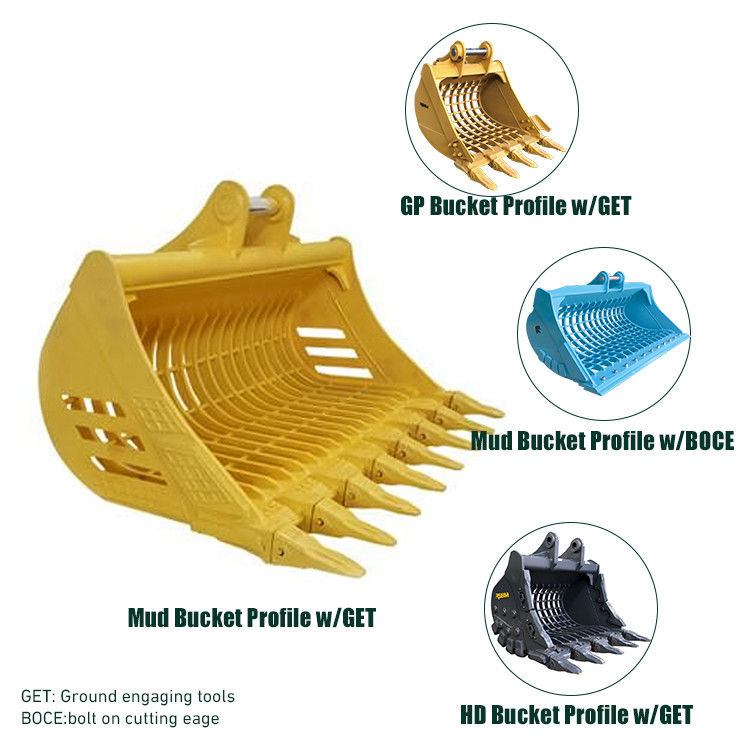 1-80T Excavator Skeleton Bucket ผลิตจากวัสดุ Q355 ด้วยความจุของถังที่กําหนดเอง