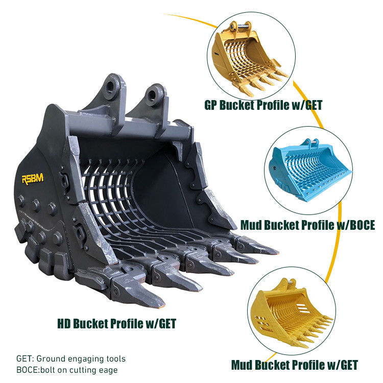 1-80T Excavator Skeleton Bucket ผลิตจากวัสดุ Q355 ด้วยความจุของถังที่กําหนดเอง